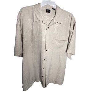 Arrow USA 1851 men’s large tan button-down short sleeve collar pocket Hawaiian s